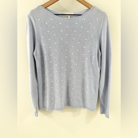 Benedetta B Swiss Dot Wool/Cashmere Blend Sweater Blue Size Large - Picture 3 of 5